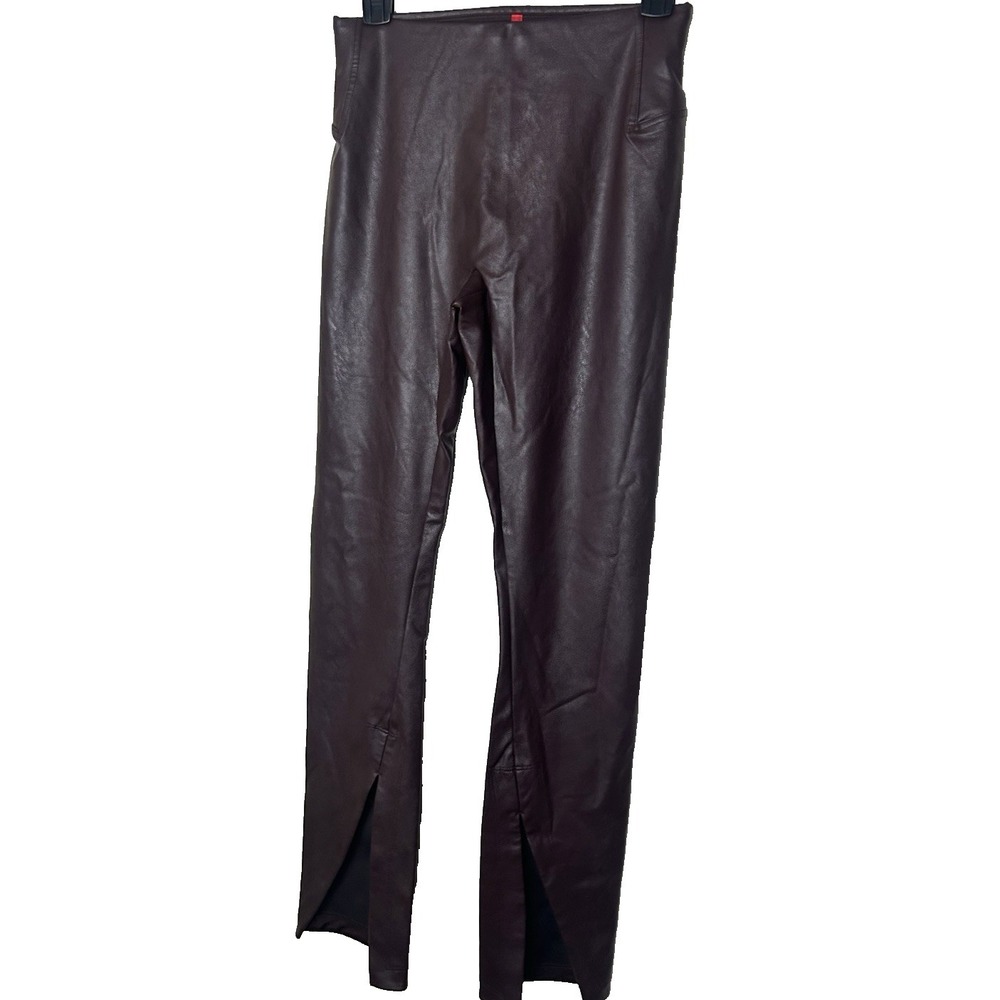 Spanx Perfect Pant Front Slit‎ Faux Leather Edgy Mob Wife Size S